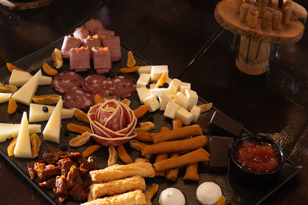 Tasting platter with Greek cheeses and cold cuts
